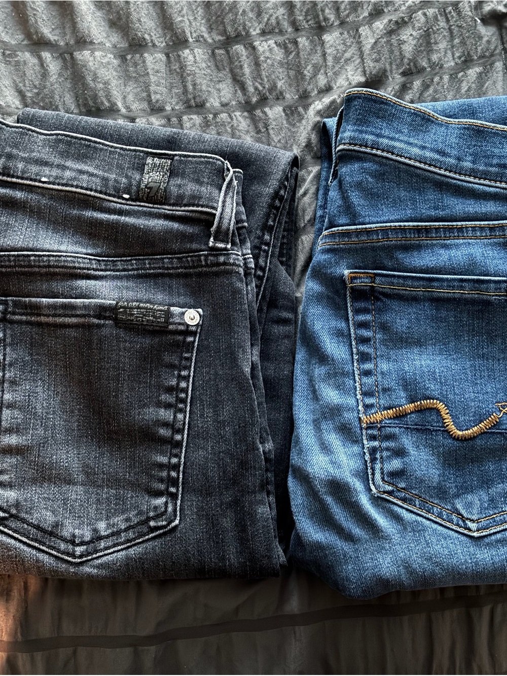 7 For All Mankind Skinny Jeans — Black Wash & Classic Blue